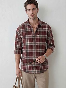 WROGN - Maroon Checks Slim Shirt