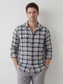 WROGN - Navy Blue Checks Slim Shirt