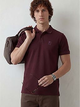 WROGN - Wine Solid/Plain Regular Polo T-shirt