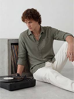 WROGN - Olive Solid/Plain Regular Shirt