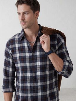 WROGN - Navy Blue Checks Regular Shirt