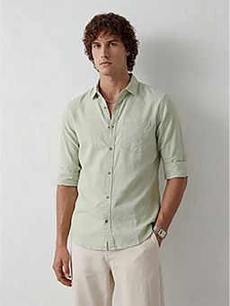 WROGN - Green Solid/Plain Regular Shirt