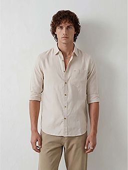 WROGN - Beige Solid/Plain Regular Shirt