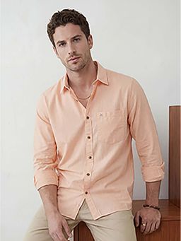 WROGN - Orange Solid/Plain Regular Shirt