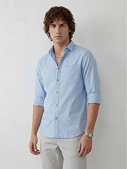 WROGN - Blue Solid/Plain Regular Shirt