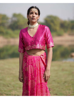 Chidiyaa - Rang Barse Gopi Block Print Mashru Silk Stitched Blouse