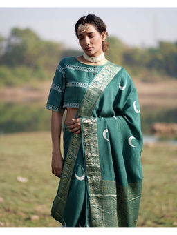 Chidiyaa - Rang Barse Nitya Block Print Mashru Silk Stitched Blouse