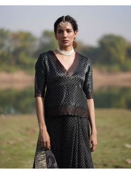 Chidiyaa - Rang Barse Radhika Block Print Mashru Silk Stitched Blouse