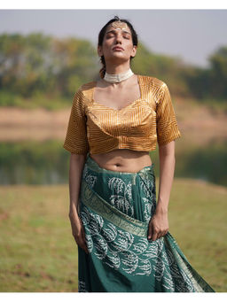 Chidiyaa - Rang Barse Adhira Block Print Mashru Silk Stitched Blouse