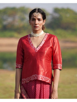 Chidiyaa - Rang Barse Madhav Block Print Mashru Silk Stitched Blouse