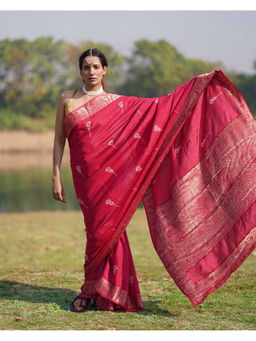 Chidiyaa - Rang Barse Leela Block Print Dola Silk Saree