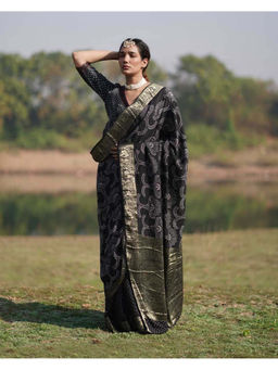 Chidiyaa - Rang Barse Rasika Block Print Dola Silk Saree