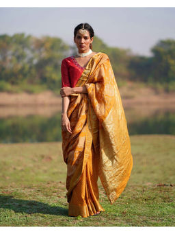 Chidiyaa - Rang Barse Krishvi Block Print Dola Silk Saree