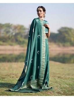 Chidiyaa - Rang Barse Bansari Block Print Dola Silk Saree