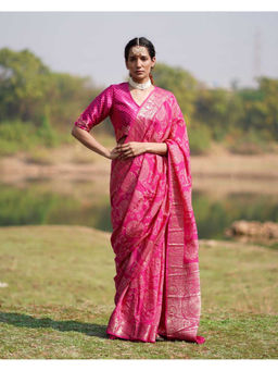 Chidiyaa - Rang Barse Visakha Block Print Dola Silk Saree