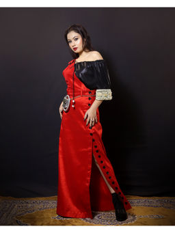 Payal Dawar - Red Bold and Bossy Top and Dress (Set of 2)