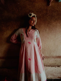 Label Earthen - Women Pink Stripes Maxi Dress