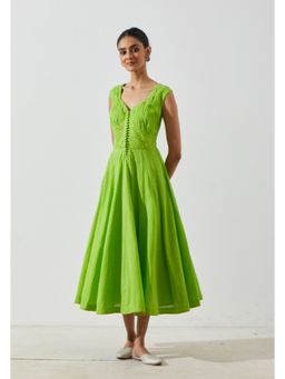 Label Earthen - Women Green Printed Midi Dress