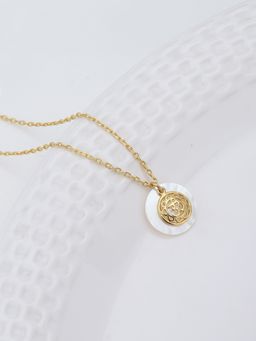 Carlton London - Gold-Plated Mother of Pearl Pendant with Chain