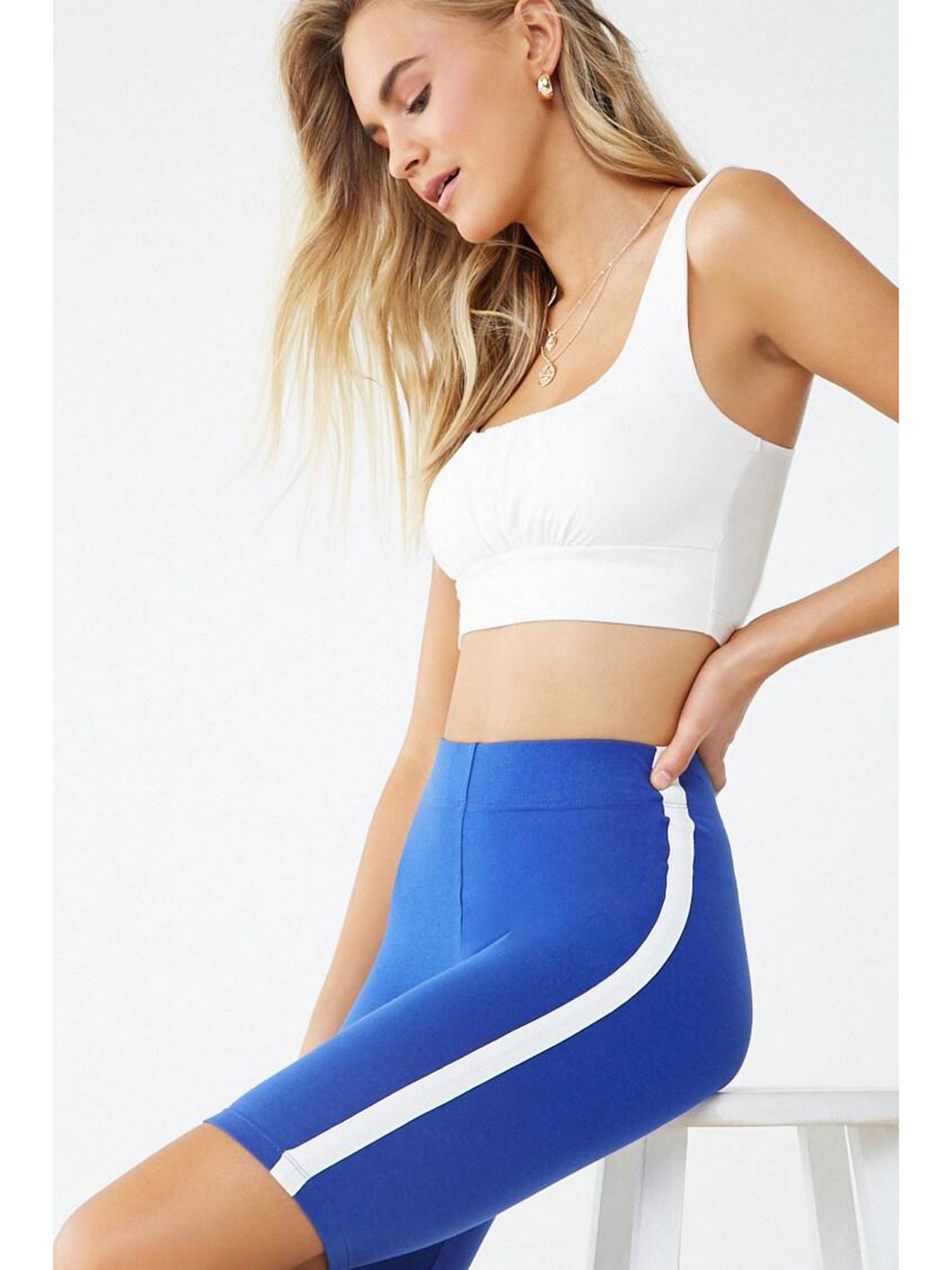 Forever 21 Blue Striped Biker Shorts 
