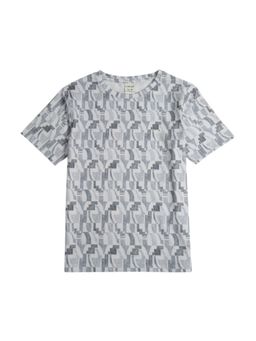 CAVIO - Grey Regular Fit Printed Round Neck T-Shirt