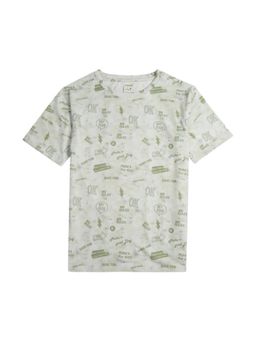 CAVIO - Green Regular Fit Printed Round Neck T-Shirt