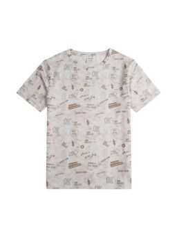 CAVIO - Brown Regular Fit Printed Round Neck T-Shirt