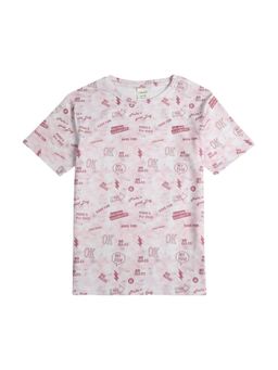 CAVIO - Pink Regular Fit Printed Round Neck T-Shirt