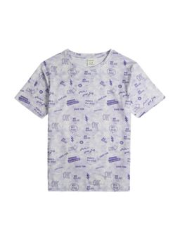 CAVIO - Purple Regular Fit Printed Round Neck T-Shirt