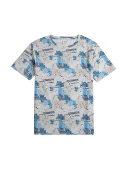 CAVIO - Blue Regular Fit Printed Round Neck T-Shirt