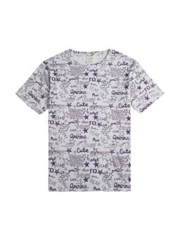 CAVIO - Purple Regular Fit Printed Round Neck T-Shirt