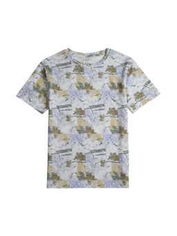 CAVIO - Yellow Regular Fit Printed Round Neck T-Shirt