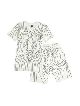 CAVIO - White Trendy Animal Print Half Sleeve T-Shirt and Shorts