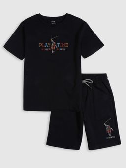 CAVIO - Black Trendy Printed T-Shirt and Shorts