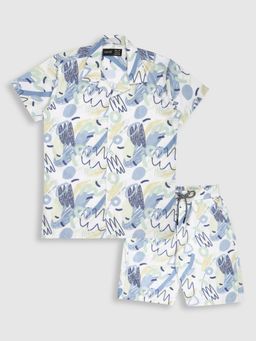 CAVIO - Blue Cotton Trendy Printed Half Sleeve Shirt and Shorts