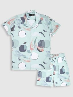 CAVIO - Green Cotton Trendy Printed Half Sleeve Shirt and Shorts