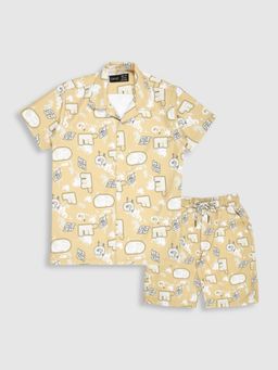 CAVIO - Yellow Trendy Printed Half Sleeve Shirt and Shorts
