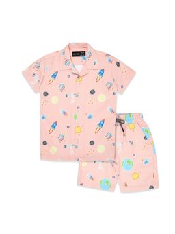 CAVIO - Peach Trendy Printed Half Sleeve Shirt and Shorts