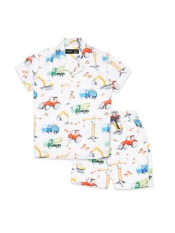 CAVIO - White Trendy Printed Half Sleeve Shirt and Shorts