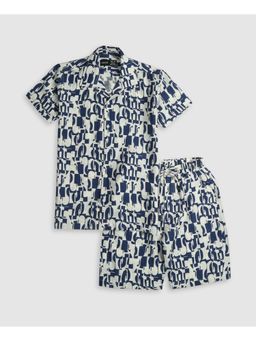 CAVIO - Navy Blue Trendy Printed Half Sleeve Shirt and Shorts