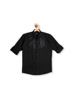 CAVIO - Black Regular Fit Plain Full Sleeves Casual Shirt