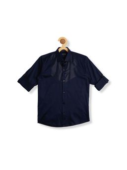 CAVIO - Navy Blue Regular Fit Plain Full Sleeves Casual Shirt