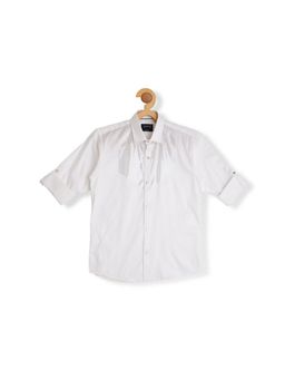 CAVIO - White Regular Fit Plain Full Sleeves Casual Shirt