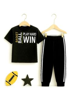 Bubble Berry - Black Cotton T-Shirt with Joggers