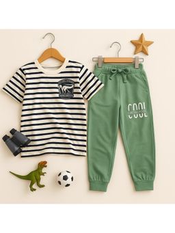 Bubble Berry - Striped Dinosaur T-Shirt and Joggers