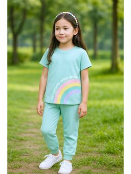Bubble Berry - Girls Cotton Rainbow Print T-Shirt and Joggers