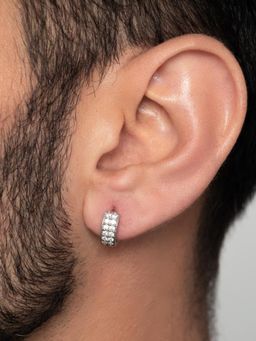 ORIONZ - Men White Stones Sterling Silver Earring
