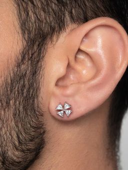 ORIONZ - Men White Stones Sterling Silver Earring