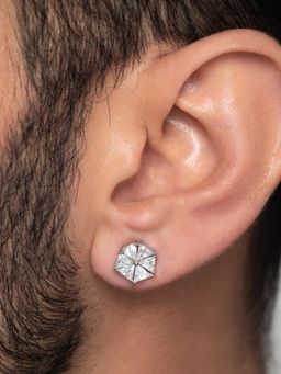 ORIONZ - Men White Stones Sterling Silver Earring