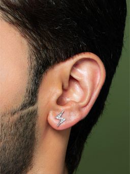 ORIONZ - Men White Stones Sterling Silver Earring